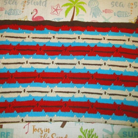 VTG Hand Crochet AFGHAN Throw BLANKET Lap COUCH Southwestern FRINGE Aztec 60X38 - Picture 1 of 7